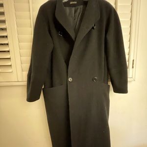 I. Magnin 100% Wool Long Black Trench Coat